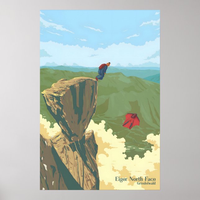 Póster Cara norte del Eiger Grindelwald Suiza Viajes (Frente)