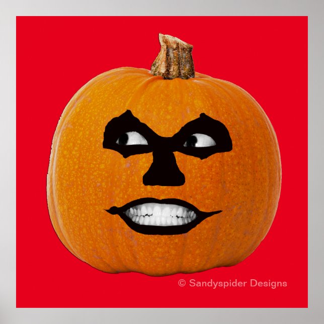 Póster Cara siniestra Jack o' Lantern, Calabaza Halloween (Frente)