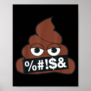 Póster Cara sonriente amarilla censurada de caca de emoji