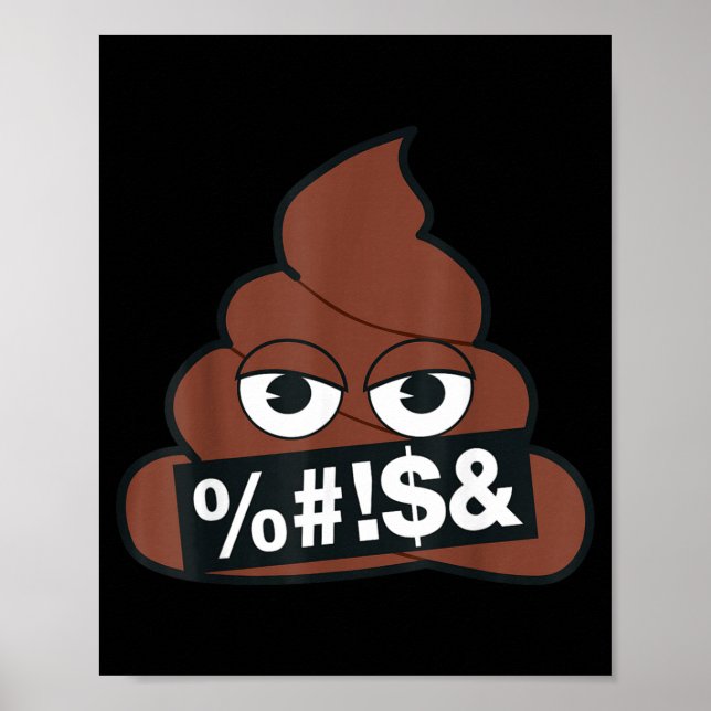 Póster Cara sonriente amarilla censurada de caca de emoji (Frente)