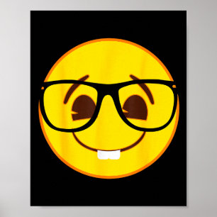 Póster Cara sonriente amarilla de nerd de Emoji oficial