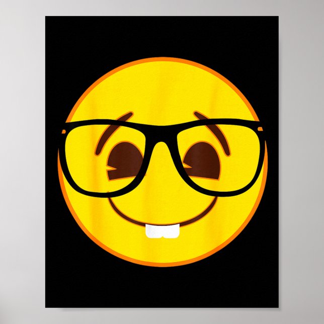 Póster Cara sonriente amarilla de nerd de Emoji oficial (Frente)