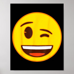 Póster Cara sonriente amarilla guiñando oficial de Emoji