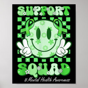 Póster Cara Sonriente Cinta Equipo de Apoyo Conciencia de