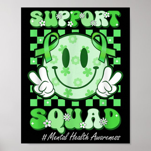 Póster Cara Sonriente Cinta Equipo de Apoyo Conciencia de (Frente)