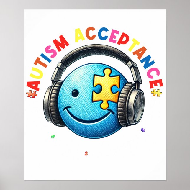 Póster cara sonriente de aceptación del autismo  (Frente)