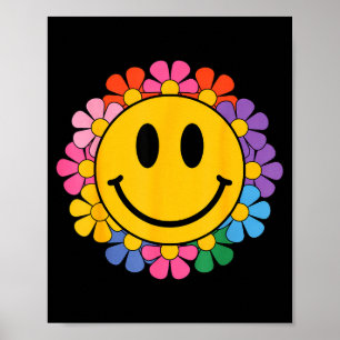 Póster Cara sonriente de margarita retro feliz estética p