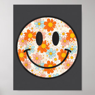 Póster Cara sonriente de margarita retro feliz estética p