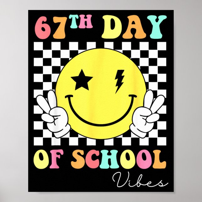 Póster Cara sonriente del día 67 de la escuela 67 Seis Si (Frente)