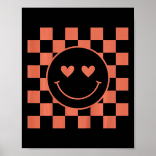 Póster Cara sonriente del día de San Valentín retro a cua