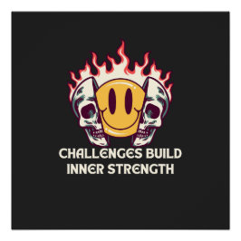 Póster Cara sonriente en llamas con cráneos - Posada moti