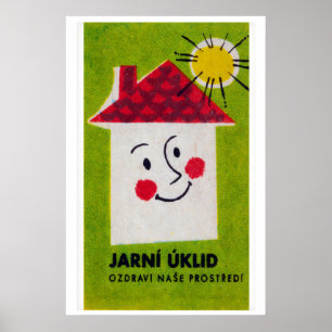 Póster Cara sonriente estilizada Checoslovaquia 1960s-70s