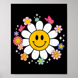 Póster Cara Sonriente Feliz De Margarita Retro Estética P