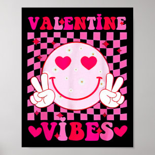 Póster Cara Sonriente Groovy Vibraciones de San Valentín