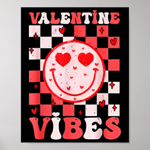 Póster Cara Sonriente Groovy Vibraciones de San Valentín