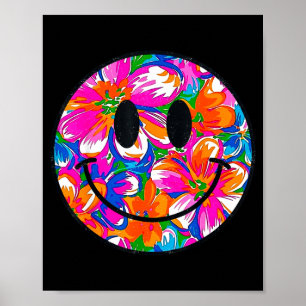 Póster Cara sonriente linda floral diseño trendy verano h