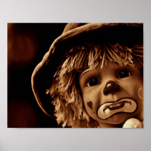 Póster Cara triste de la muñeca del payaso