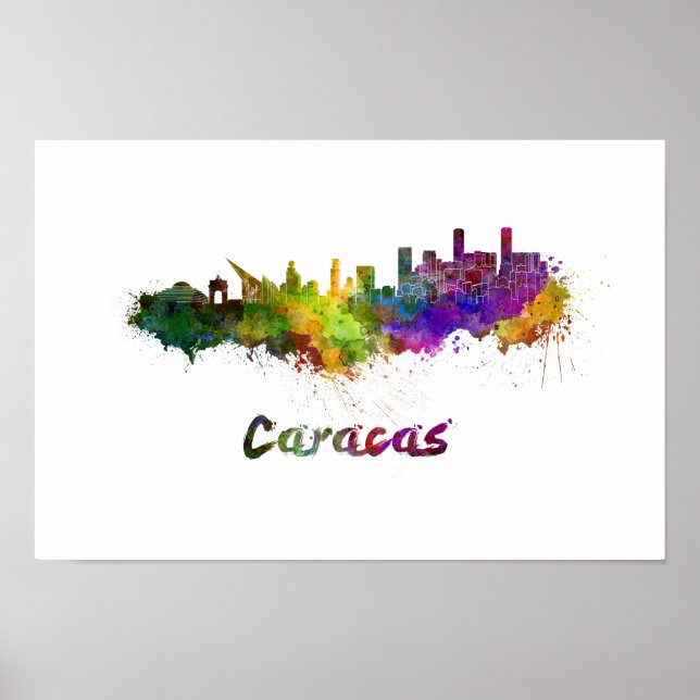 Póster Caracas skyline in watercolor (Frente)