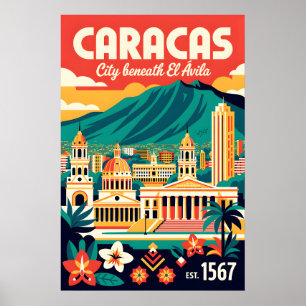 Póster Caracas Venezuela Retro Vintage Viajes 