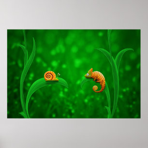 Póster Caracol y Chameleon