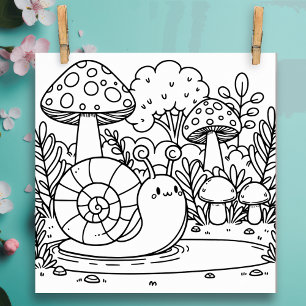 Póster Caracol y champiñones   Color Me