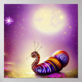 Póster Caracol y luna 