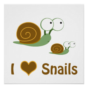 Póster Caracoles de corazón - dos lindos caracoles