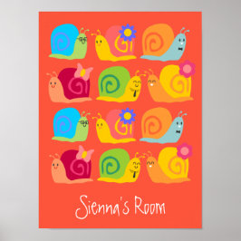 Póster Caracoles felices lindos