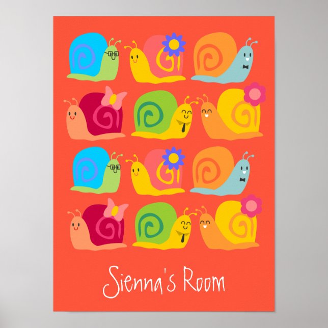 Póster Caracoles felices lindos (Frente)