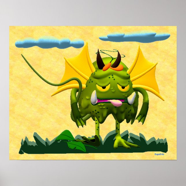 Póster Carácter animado del monstruo del pantano verde (Frente)