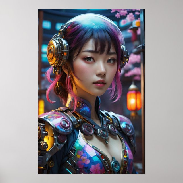 Póster Carácter anime futurista (Frente)