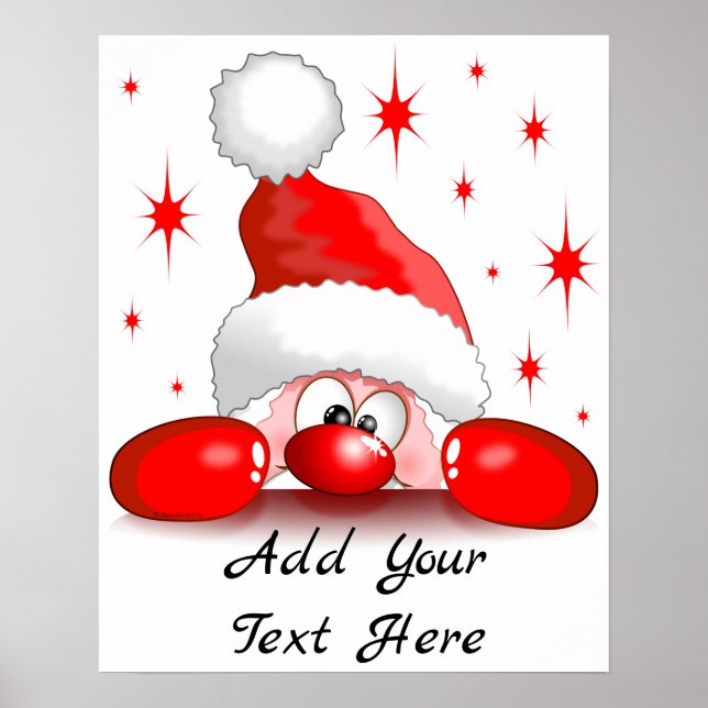 Póster Carácter de búsqueda de Santa Personalizado Cute © (Frente)