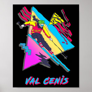 Póster Carácter De Esquí Retro De Val Cenis Con Resumen