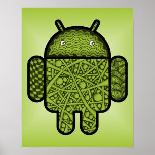 Póster Carácter de garabato de burbujas para el robot And