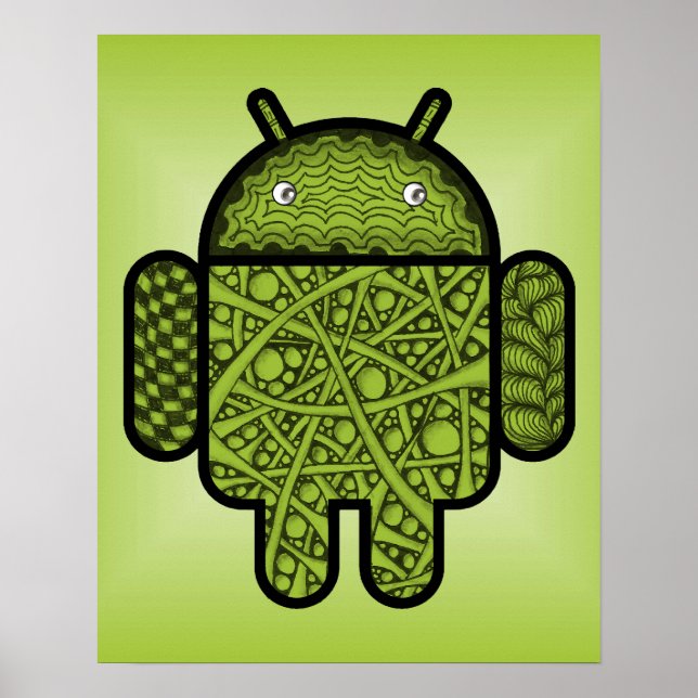 Póster Carácter de garabato de burbujas para el robot And (Frente)