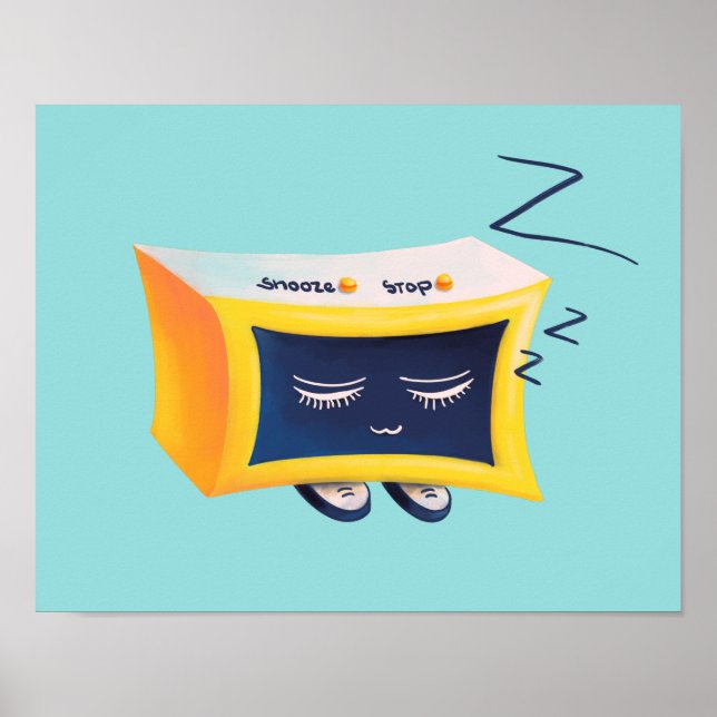 Póster Carácter de reloj de alarma de Kawaii Cute Sleepin (Frente)