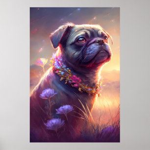 Póster Carácter Mascota de pintura de dibujos animados de