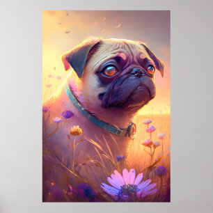 Póster Carácter Mascota de pintura de dibujos animados de