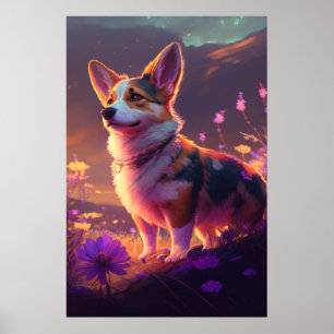 Póster Carácter Mascota de pintura de retrato animal de p