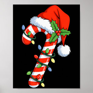 Póster Caramelo de Bastón de Navidad Luces Santa Niños Ni