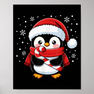 Póster Caramelo de Navidad de Pingüino Invierno Niña B