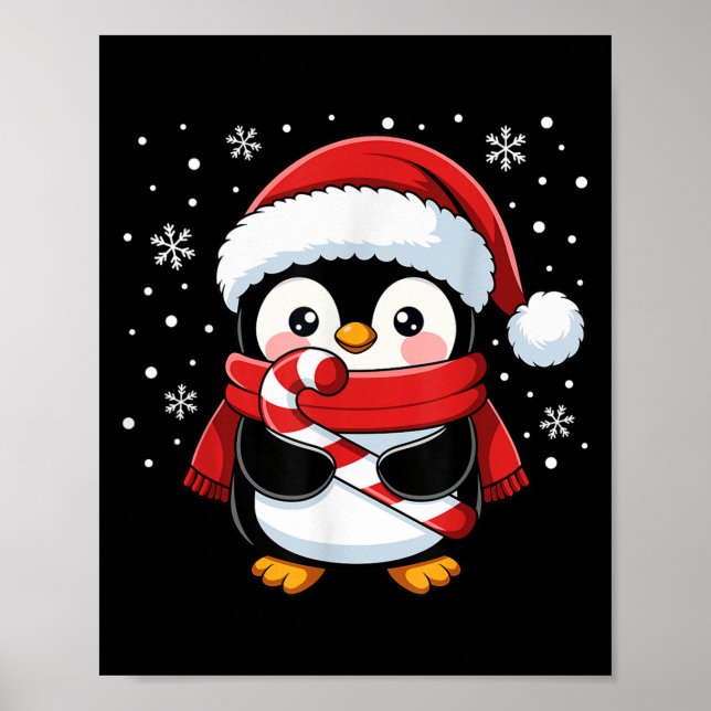 Póster Caramelo de Navidad de Pingüino Invierno Niña B (Frente)