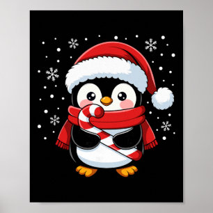 Póster Caramelo de Navidad de Pingüino Invierno Niña Bebe
