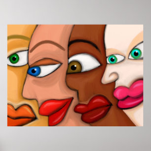 Póster Caras abstractas