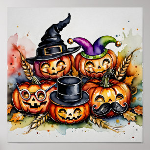 Póster Caras de calabaza silenciosa