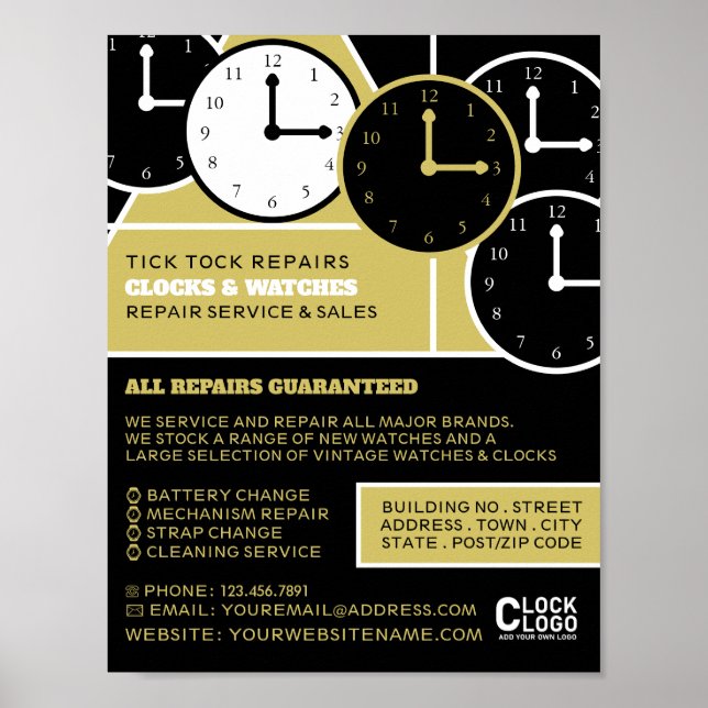 Póster Caras de reloj, publicidad de horóloga (Frente)