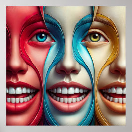 Póster Caras sonrientes para clínicas dentales y ortodonc