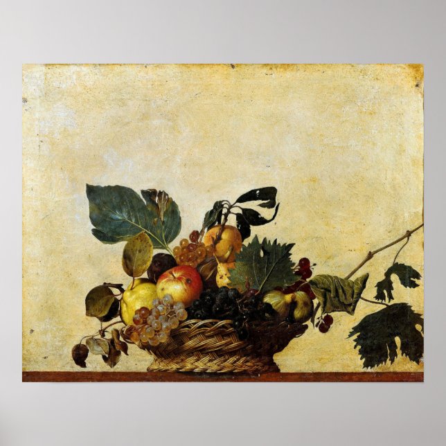Póster Caravaggio - Cesta De Fruta 1596 (Frente)