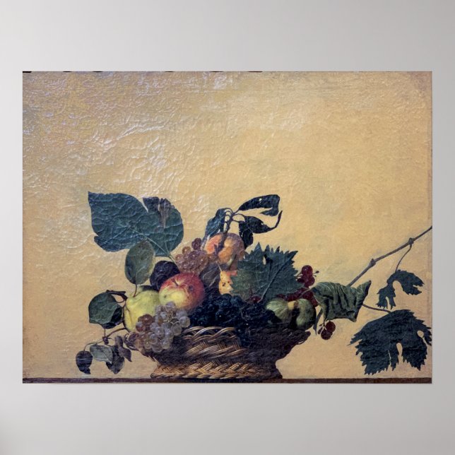 Póster Caravaggio - Cesta de fruta - Óleo sobre lienzo (Frente)