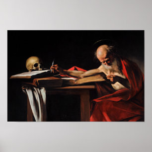 Póster Caravaggio - escritura de Jerome del santo